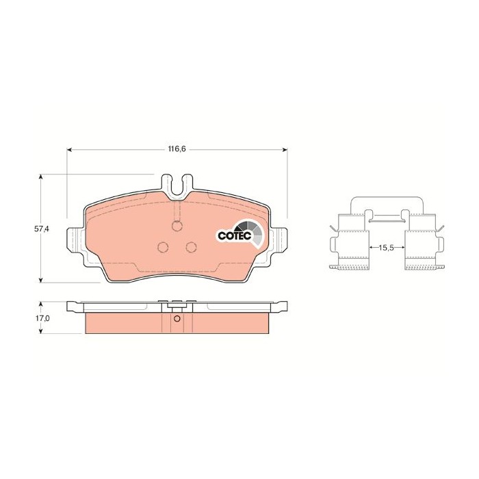 TRW COTEC Bremsbelagsatz, Scheibenbremse GDB1292