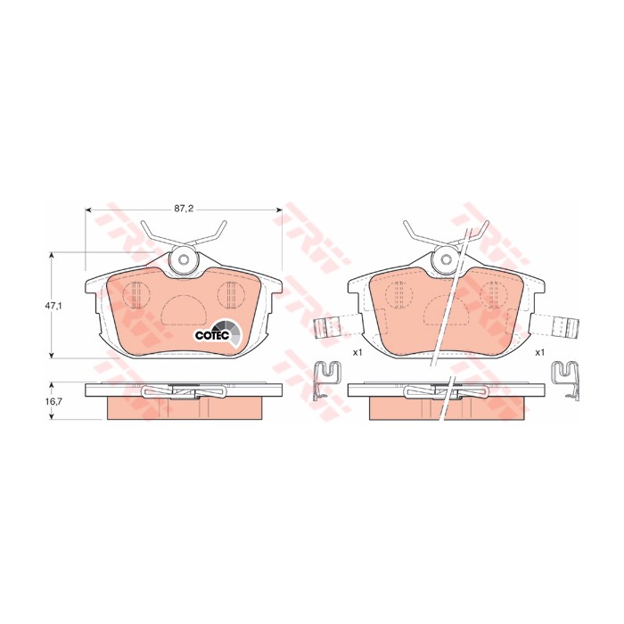 TRW COTEC Bremsbelagsatz, Scheibenbremse GDB1314