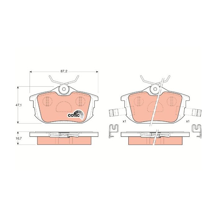 TRW COTEC Bremsbelagsatz, Scheibenbremse GDB1314