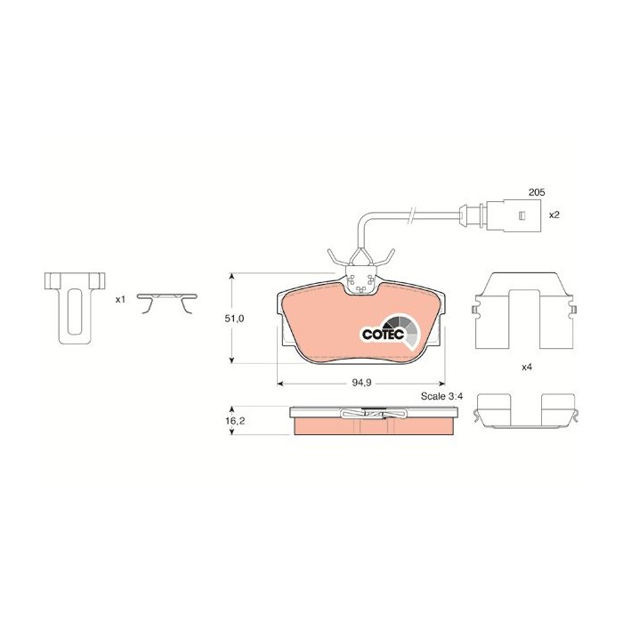TRW COTEC Bremsbelagsatz, Scheibenbremse GDB1326