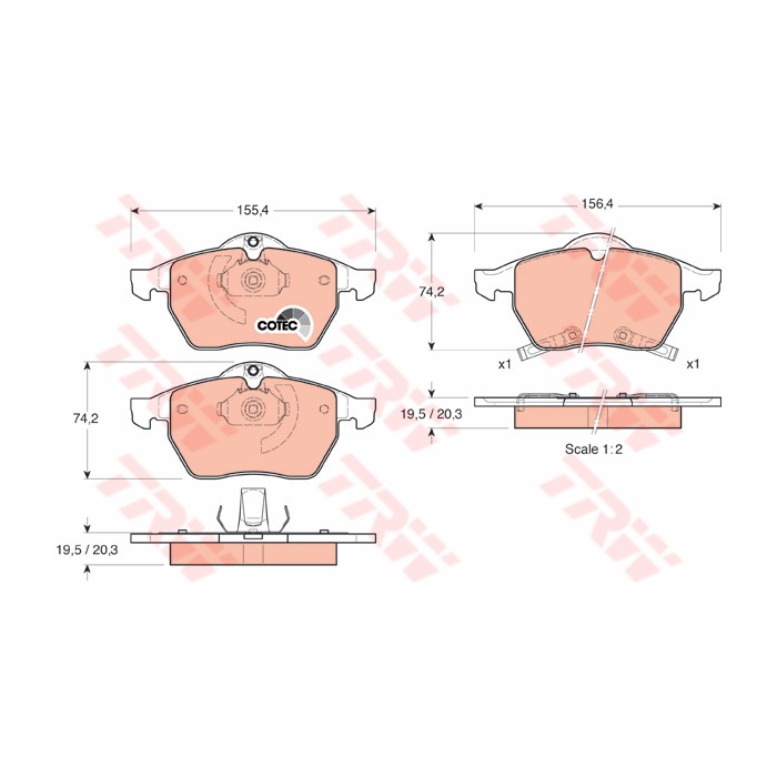 TRW COTEC Bremsbelagsatz, Scheibenbremse GDB1342