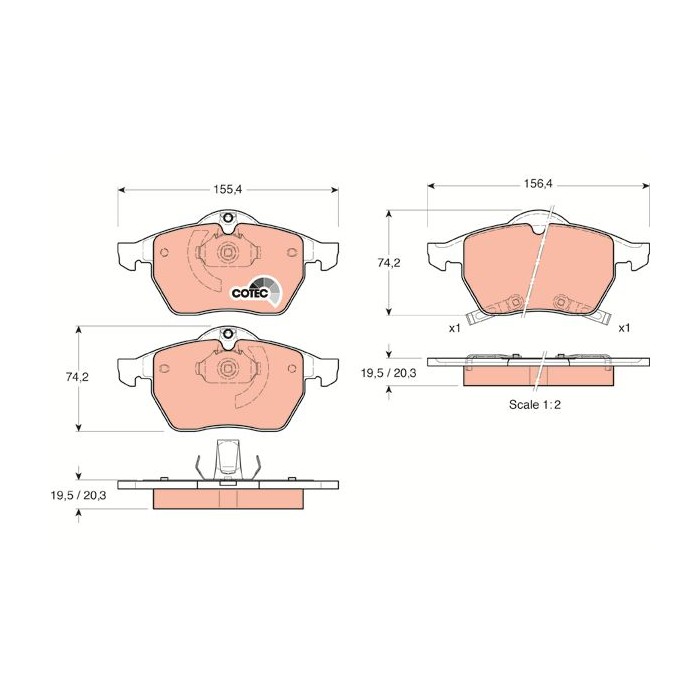 TRW COTEC Bremsbelagsatz, Scheibenbremse GDB1342