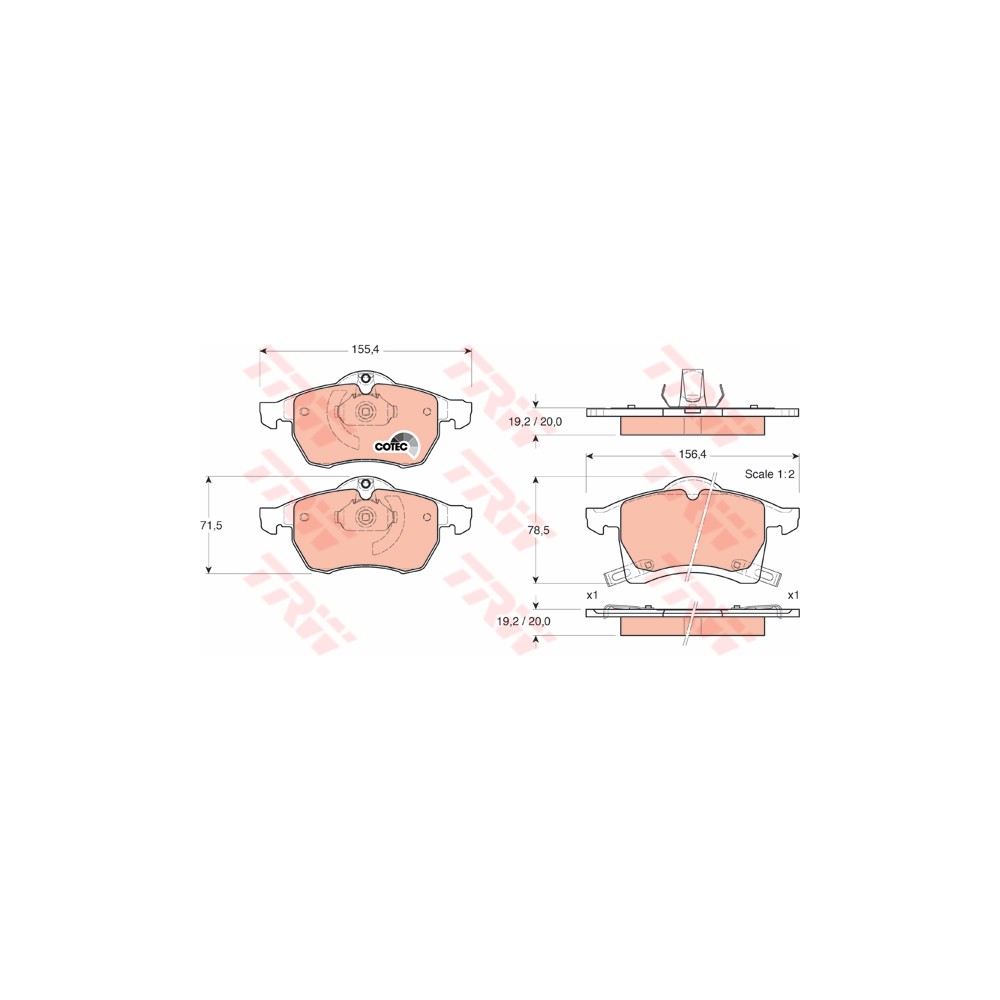 TRW COTEC Bremsbelagsatz, Scheibenbremse GDB1350