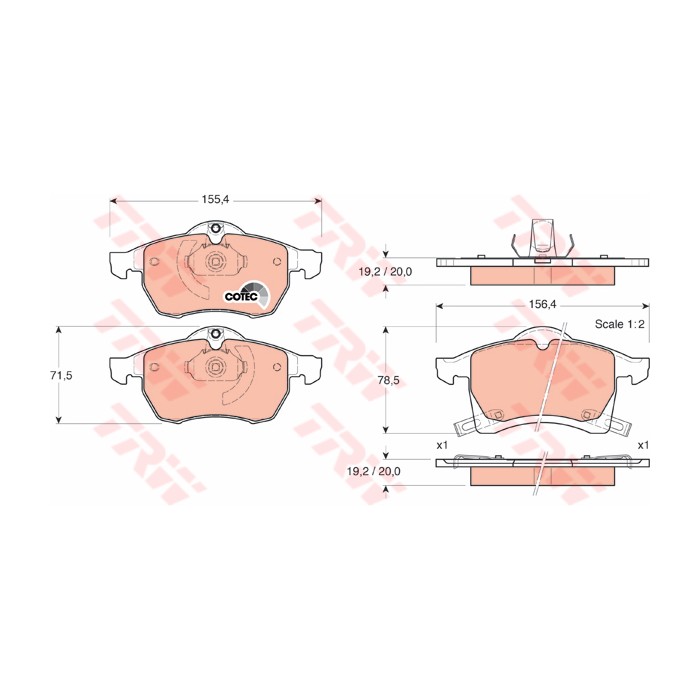TRW COTEC Bremsbelagsatz, Scheibenbremse GDB1350