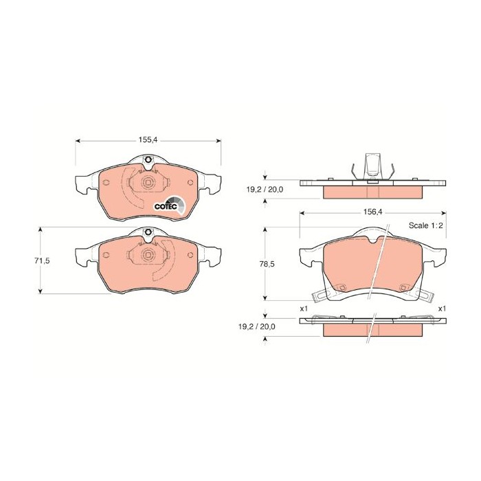 TRW COTEC Bremsbelagsatz, Scheibenbremse GDB1350