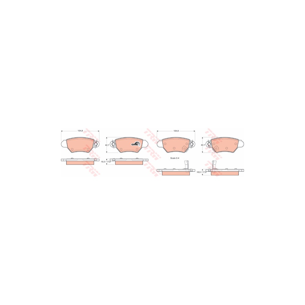 TRW COTEC Bremsbelagsatz, Scheibenbremse GDB1352