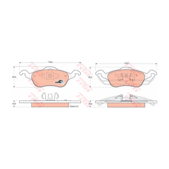 TRW COTEC Bremsbelagsatz, Scheibenbremse GDB1358