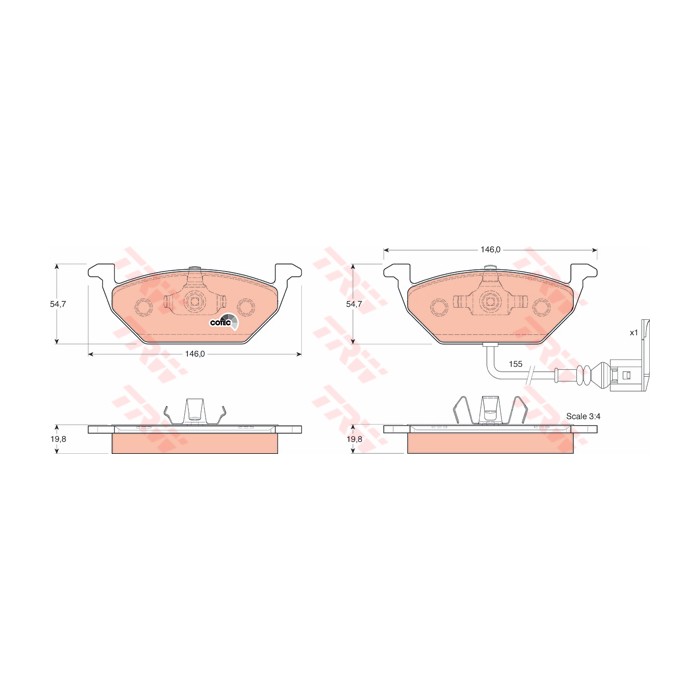 TRW COTEC Bremsbelagsatz, Scheibenbremse GDB1386