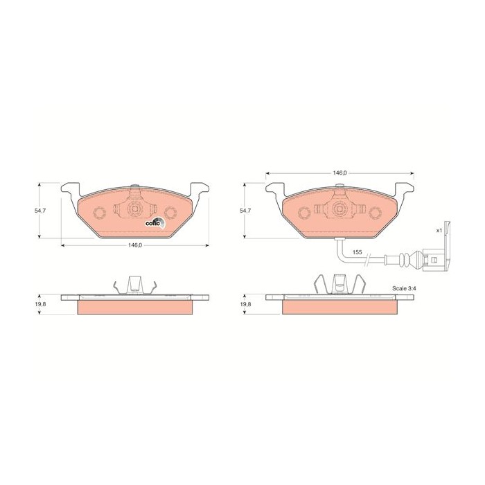 TRW COTEC Bremsbelagsatz, Scheibenbremse GDB1386