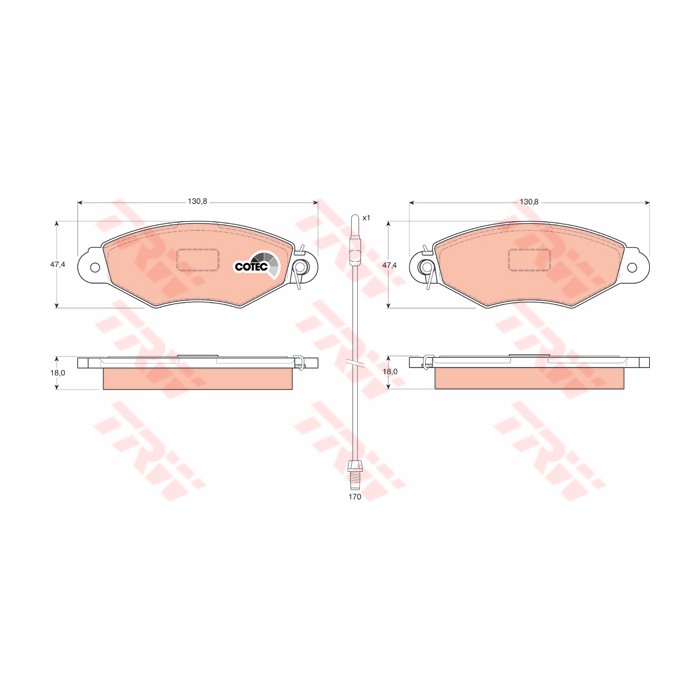 TRW COTEC Bremsbelagsatz, Scheibenbremse GDB1402