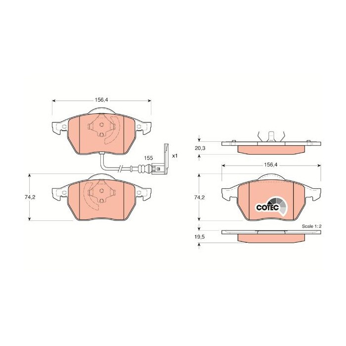 TRW COTEC Bremsbelagsatz, Scheibenbremse GDB1403