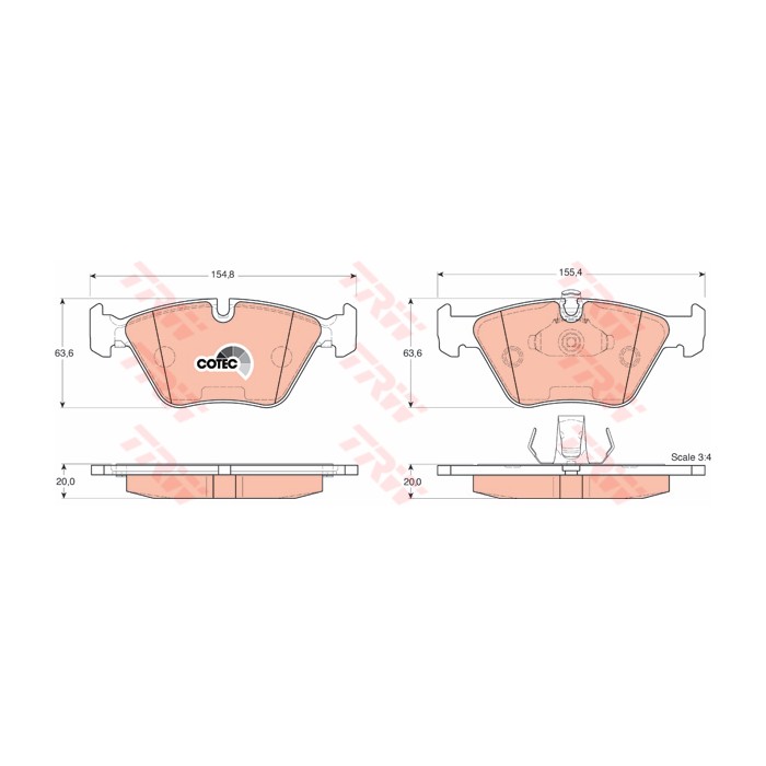 TRW COTEC Bremsbelagsatz, Scheibenbremse GDB1404