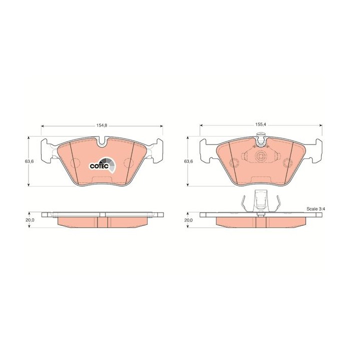 TRW COTEC Bremsbelagsatz, Scheibenbremse GDB1404