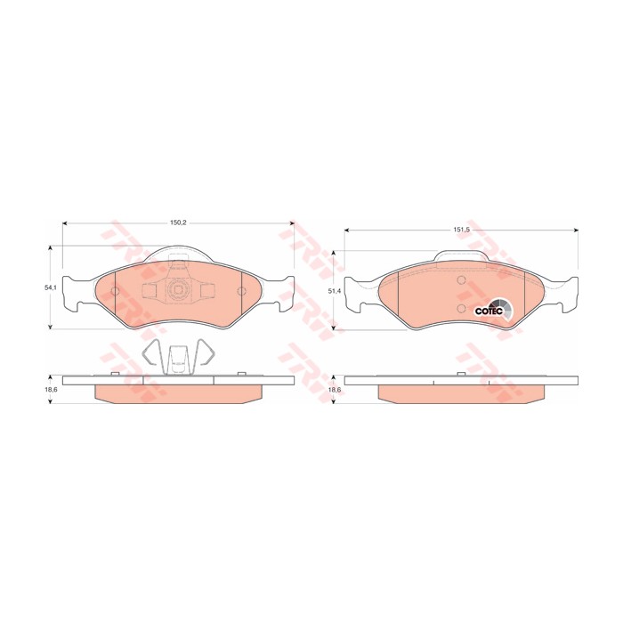 TRW COTEC Bremsbelagsatz, Scheibenbremse GDB1418