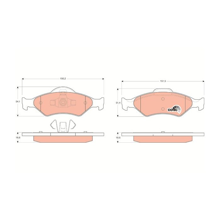 TRW COTEC Bremsbelagsatz, Scheibenbremse GDB1418