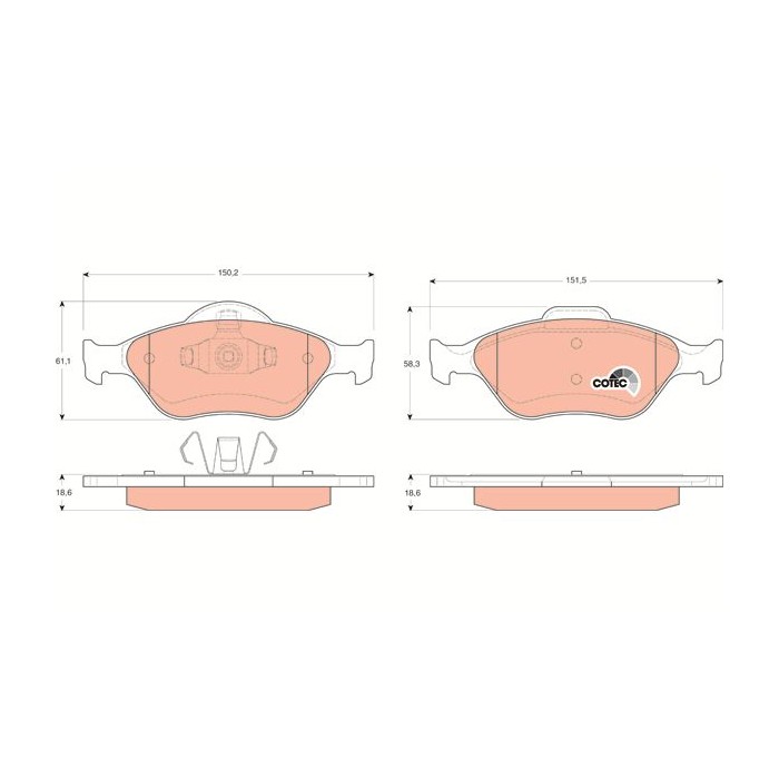 TRW COTEC Bremsbelagsatz, Scheibenbremse GDB1419
