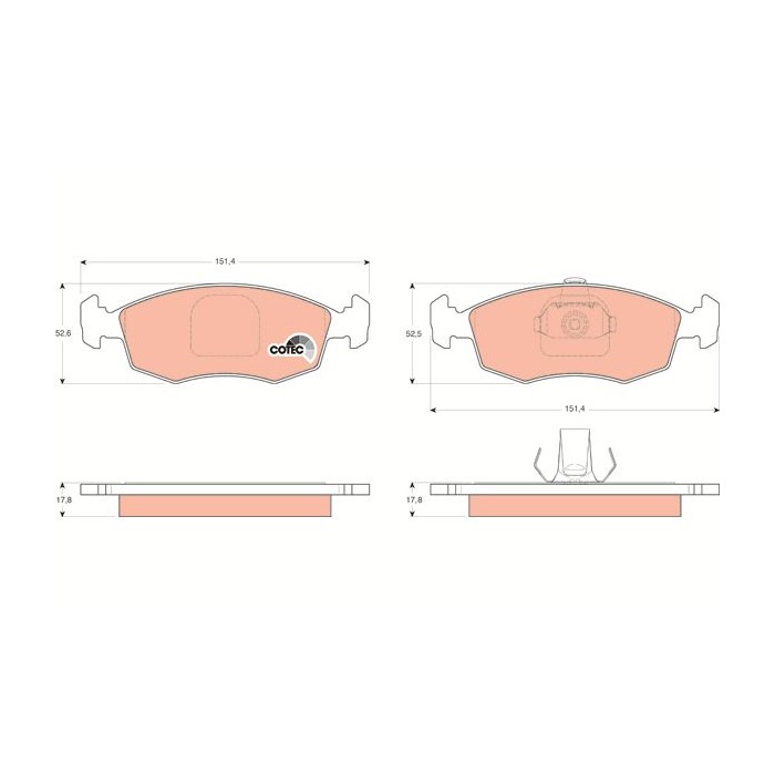 TRW COTEC Bremsbelagsatz, Scheibenbremse GDB1443
