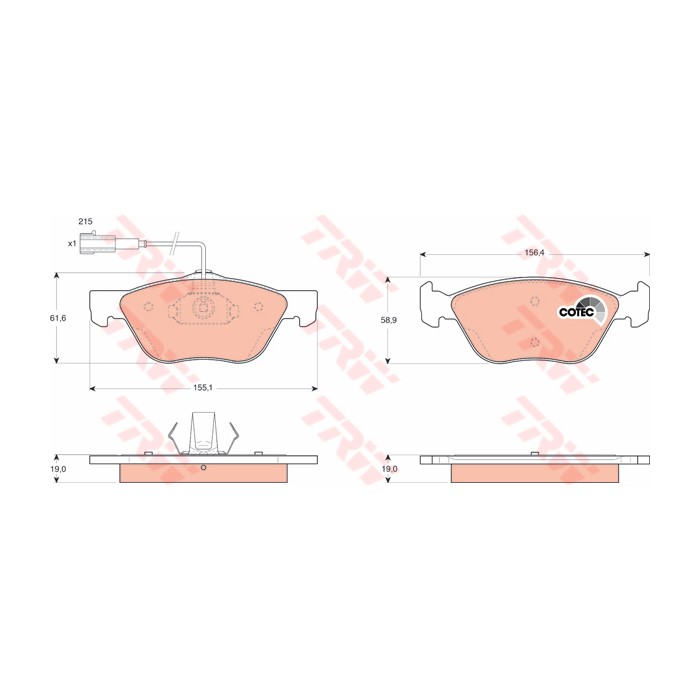 TRW COTEC Bremsbelagsatz, Scheibenbremse GDB1445