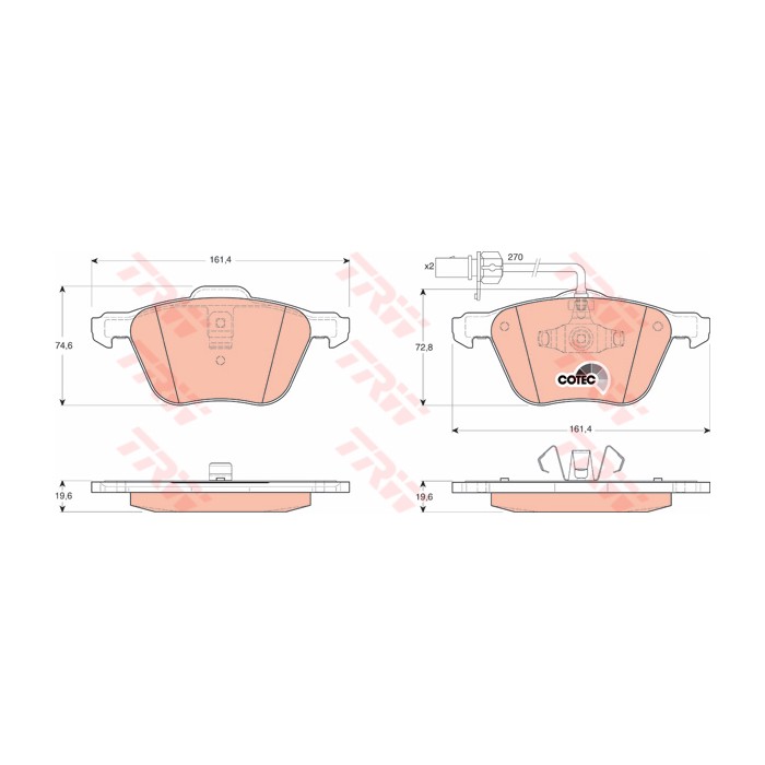 TRW COTEC Bremsbelagsatz, Scheibenbremse GDB1460