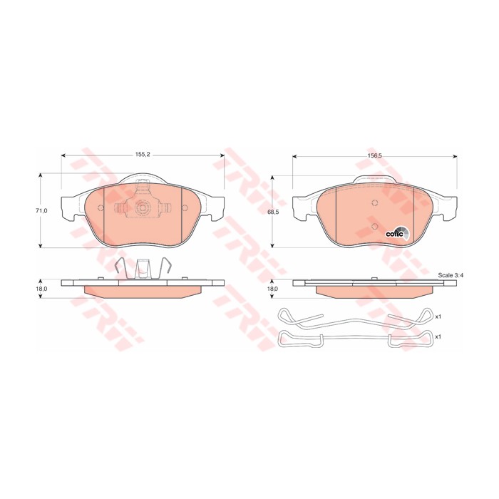 TRW COTEC Bremsbelagsatz, Scheibenbremse GDB1468