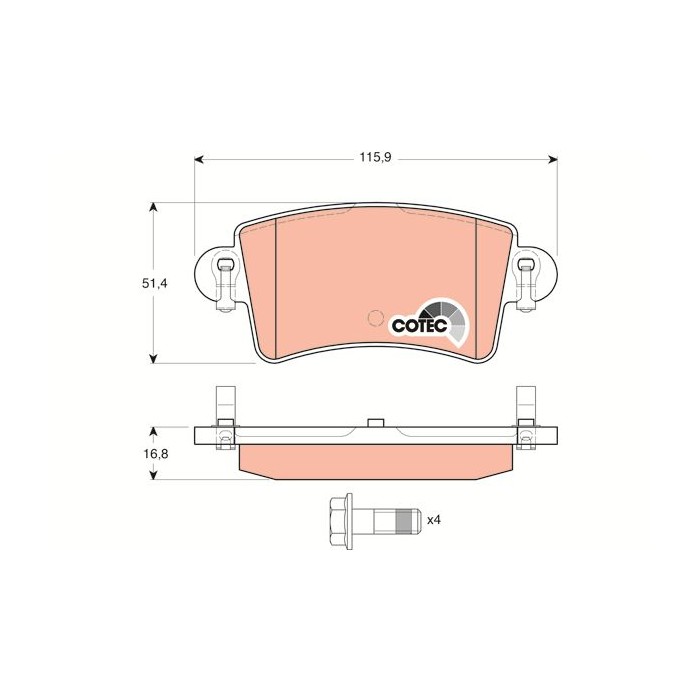 TRW COTEC Bremsbelagsatz, Scheibenbremse GDB1470