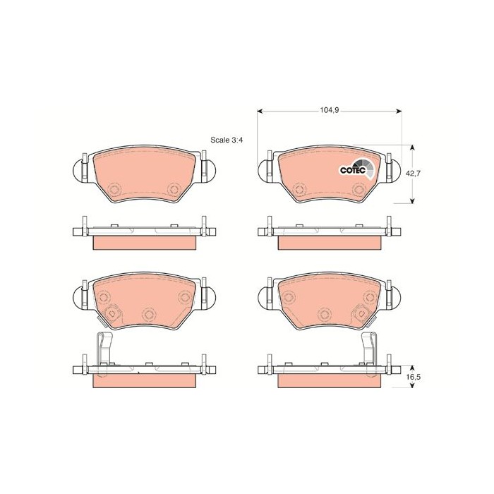 TRW COTEC Bremsbelagsatz, Scheibenbremse GDB1471