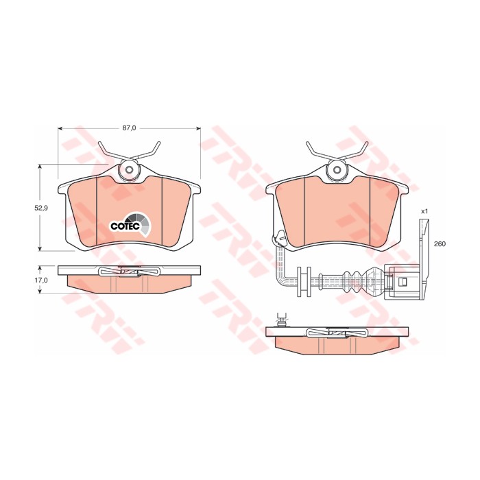 TRW COTEC Bremsbelagsatz, Scheibenbremse GDB1475
