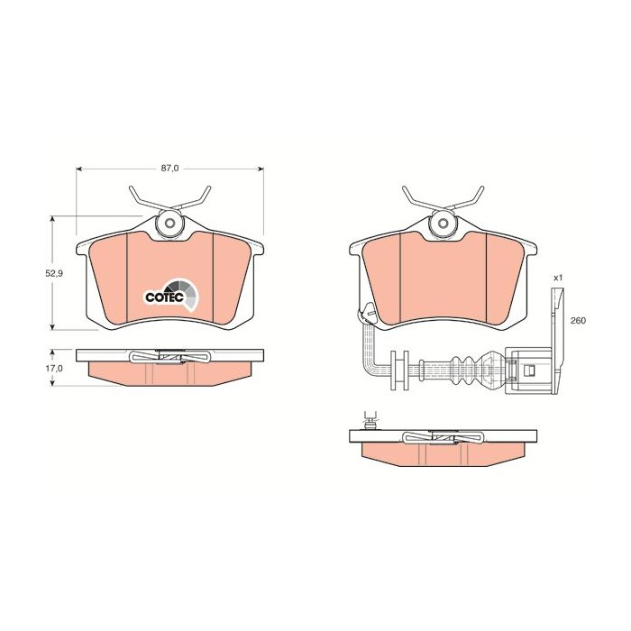 TRW COTEC Bremsbelagsatz, Scheibenbremse GDB1475