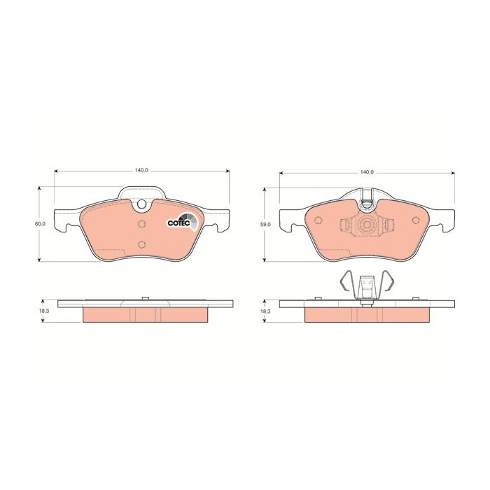TRW COTEC Bremsbelagsatz, Scheibenbremse GDB1476