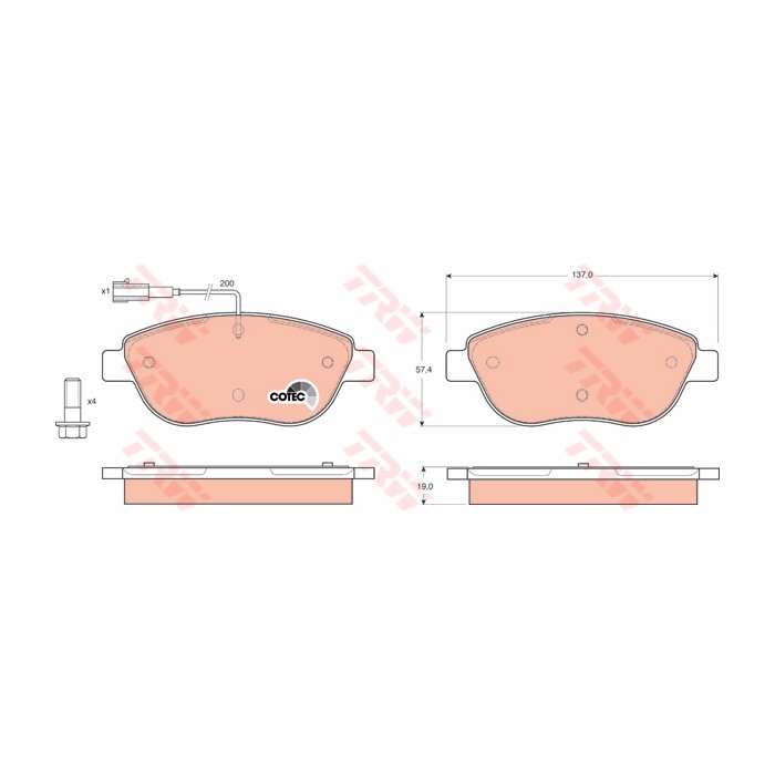 TRW COTEC Bremsbelagsatz, Scheibenbremse GDB1483