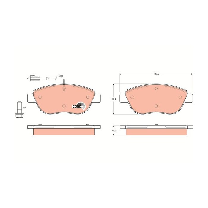 TRW COTEC Bremsbelagsatz, Scheibenbremse GDB1483