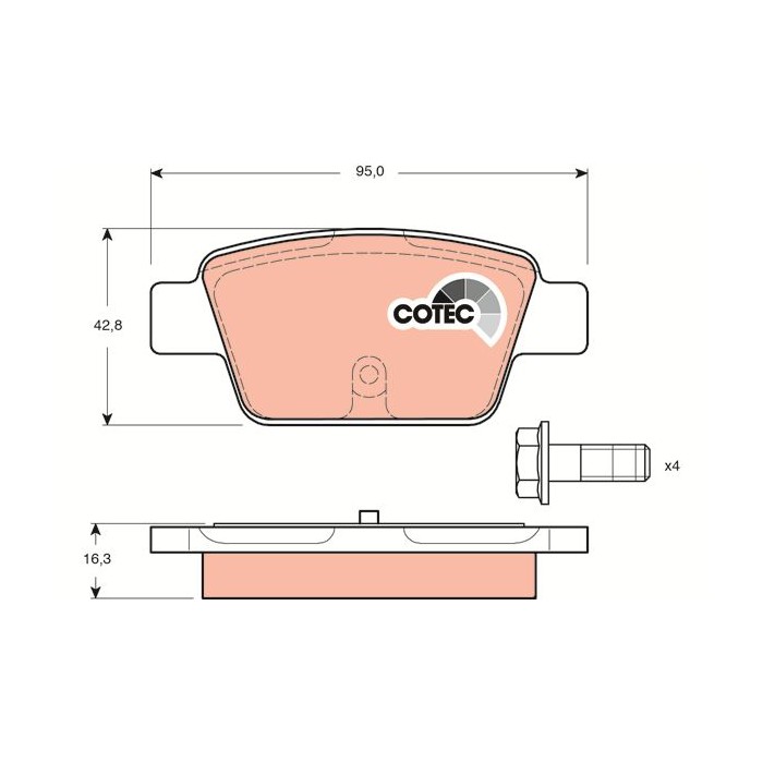 TRW COTEC Bremsbelagsatz, Scheibenbremse GDB1485