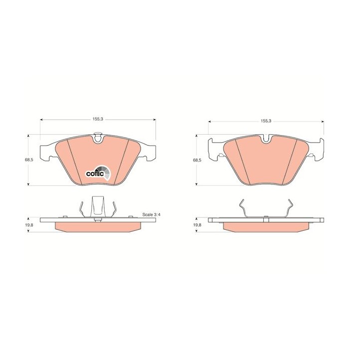 TRW COTEC Bremsbelagsatz, Scheibenbremse GDB1498