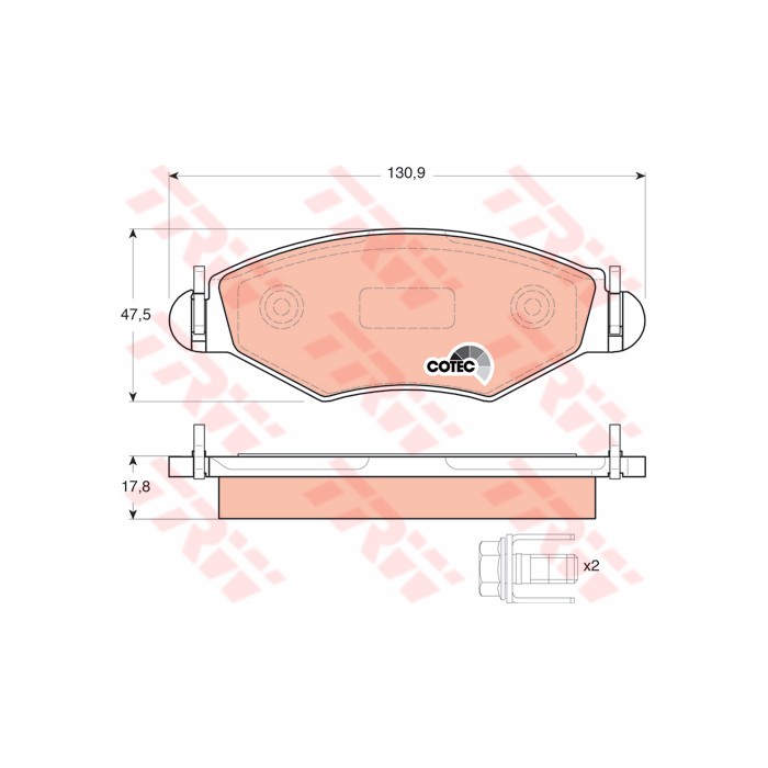 TRW COTEC Bremsbelagsatz, Scheibenbremse GDB1500