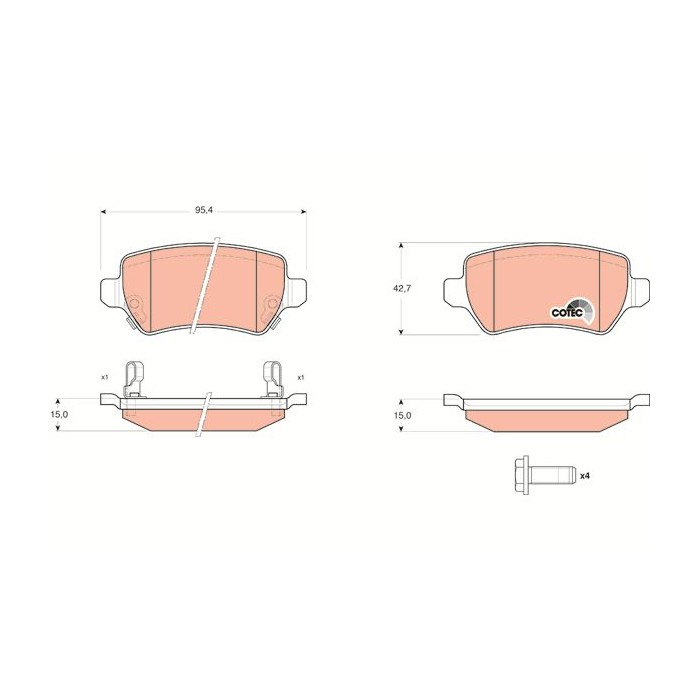TRW COTEC Bremsbelagsatz, Scheibenbremse GDB1515