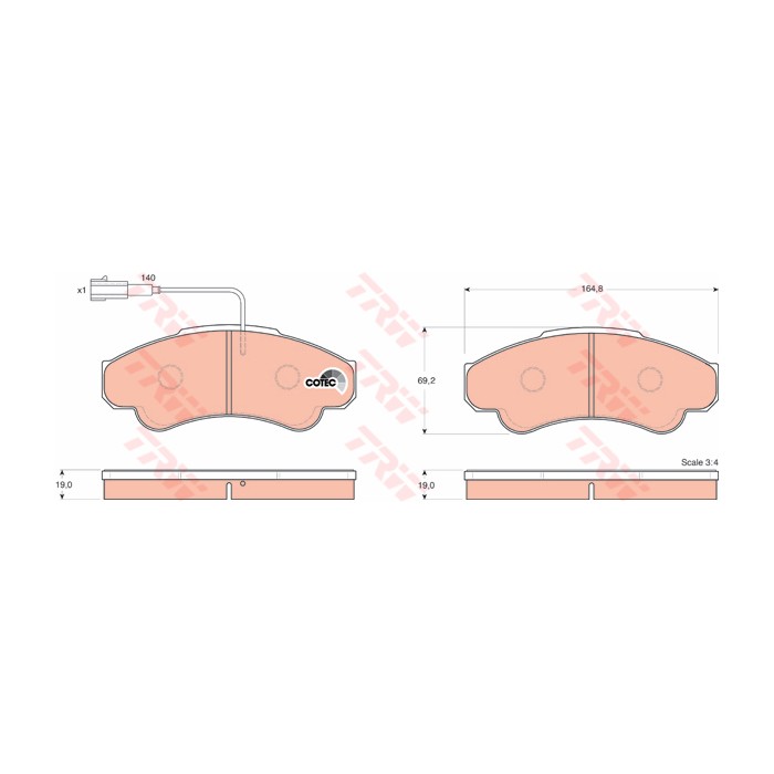 TRW COTEC Bremsbelagsatz, Scheibenbremse GDB1518