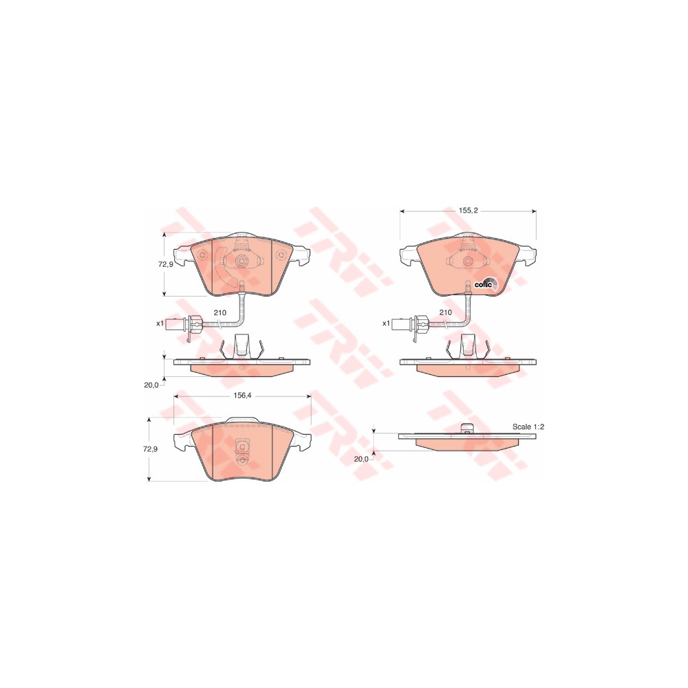 TRW COTEC Bremsbelagsatz, Scheibenbremse GDB1528