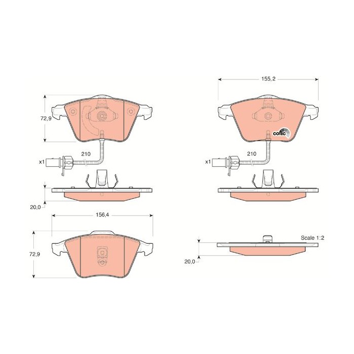 TRW COTEC Bremsbelagsatz, Scheibenbremse GDB1528