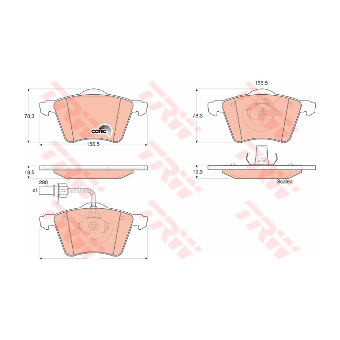 TRW COTEC Bremsbelagsatz, Scheibenbremse GDB1538