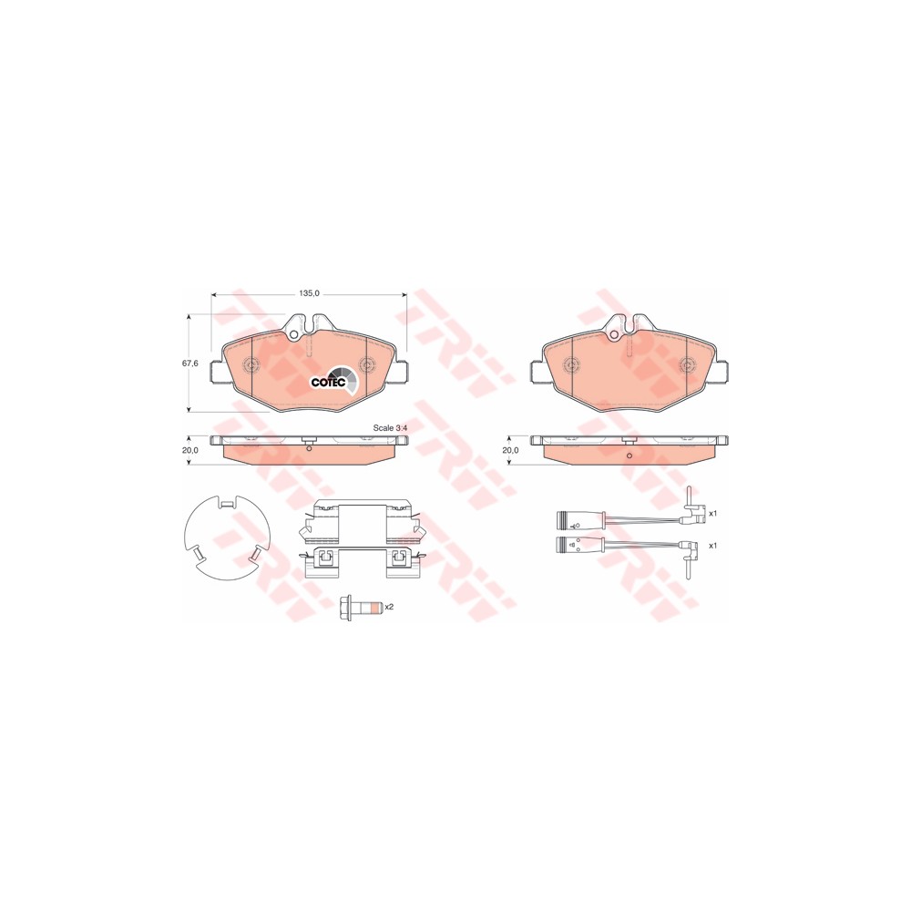 TRW COTEC Bremsbelagsatz, Scheibenbremse GDB1542