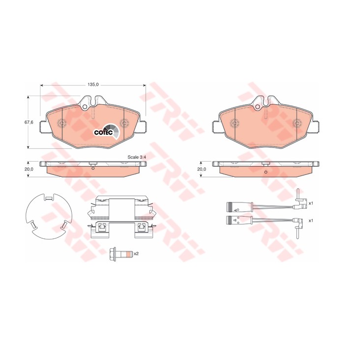 TRW COTEC Bremsbelagsatz, Scheibenbremse GDB1542