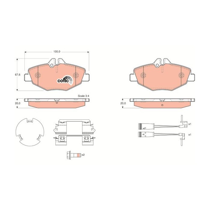 TRW COTEC Bremsbelagsatz, Scheibenbremse GDB1542