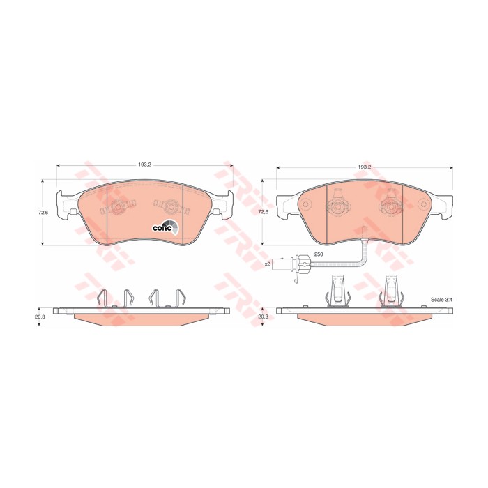 TRW COTEC Bremsbelagsatz, Scheibenbremse GDB1553