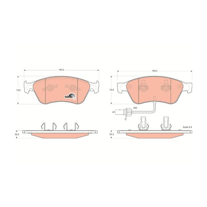 TRW COTEC Bremsbelagsatz, Scheibenbremse GDB1553