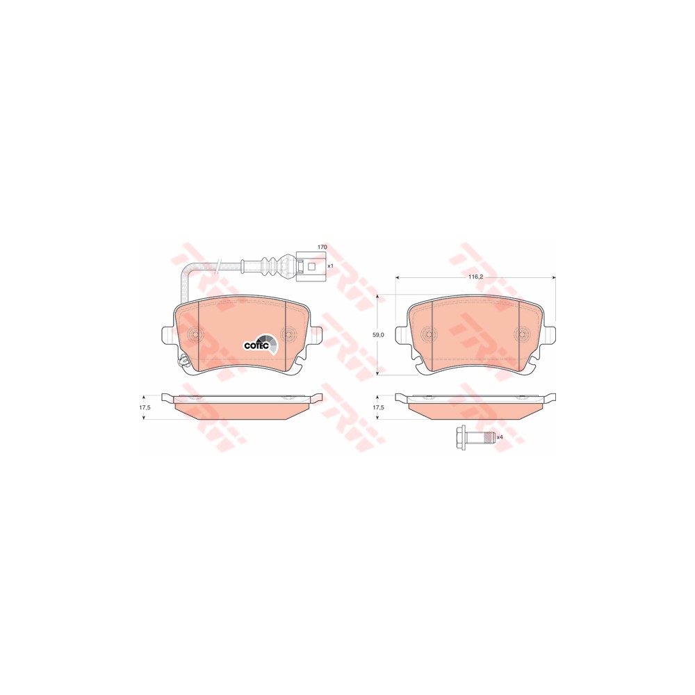 TRW COTEC Bremsbelagsatz, Scheibenbremse GDB1557