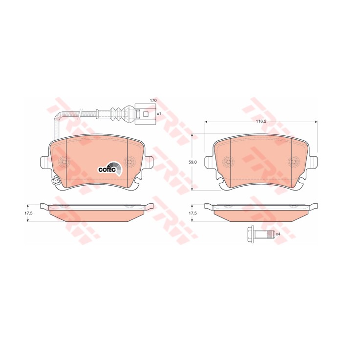 TRW COTEC Bremsbelagsatz, Scheibenbremse GDB1557