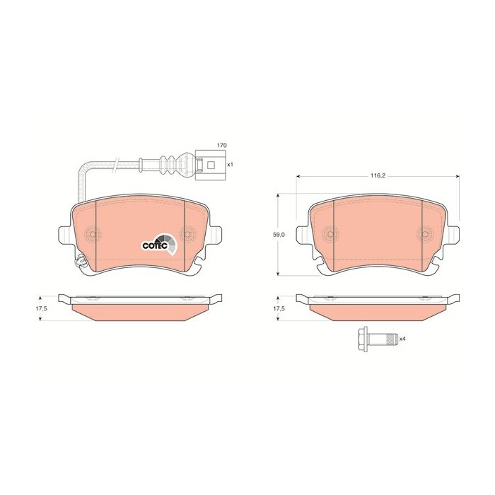 TRW COTEC Bremsbelagsatz, Scheibenbremse GDB1557