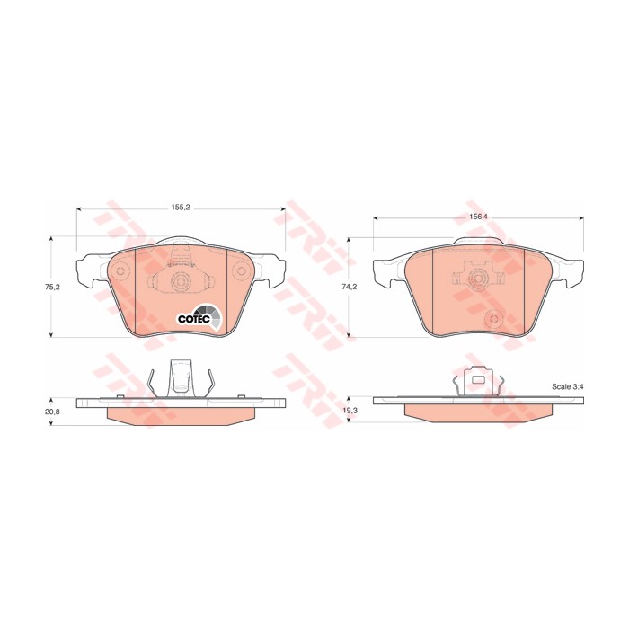 TRW COTEC Bremsbelagsatz, Scheibenbremse GDB1565