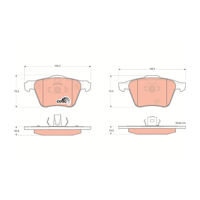 TRW COTEC Bremsbelagsatz, Scheibenbremse GDB1565