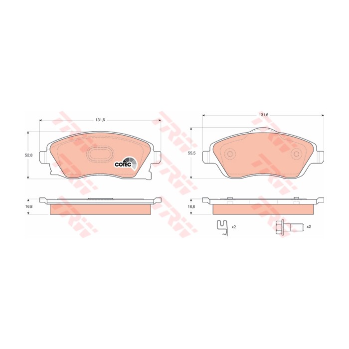 TRW COTEC Bremsbelagsatz, Scheibenbremse GDB1570